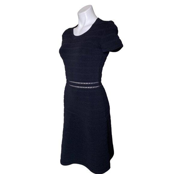 MICHAEL Michael Kors Black Fit & Flare Dress, Ribbed Cut-Out Women's Size S - Picture 8 of 11